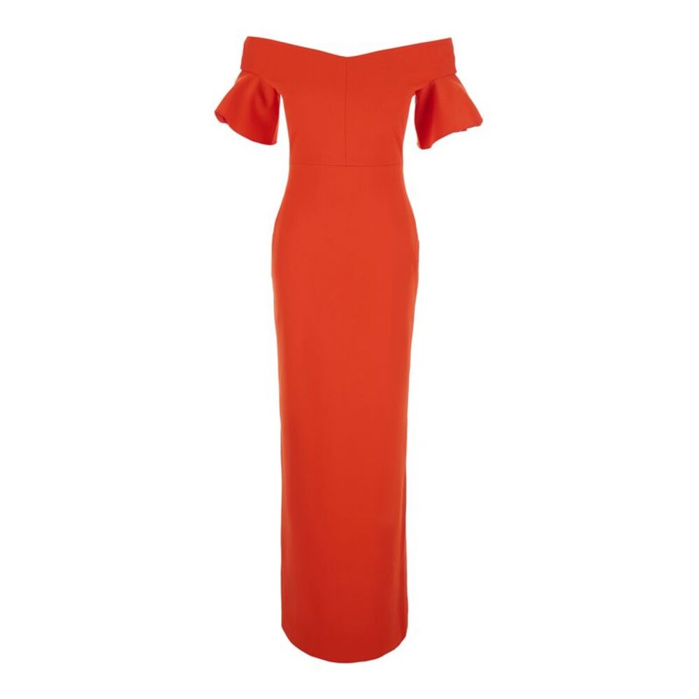 Solace London Women Cielo Maxi Dress Red With V-Neck And Long Sleeves In Fabric